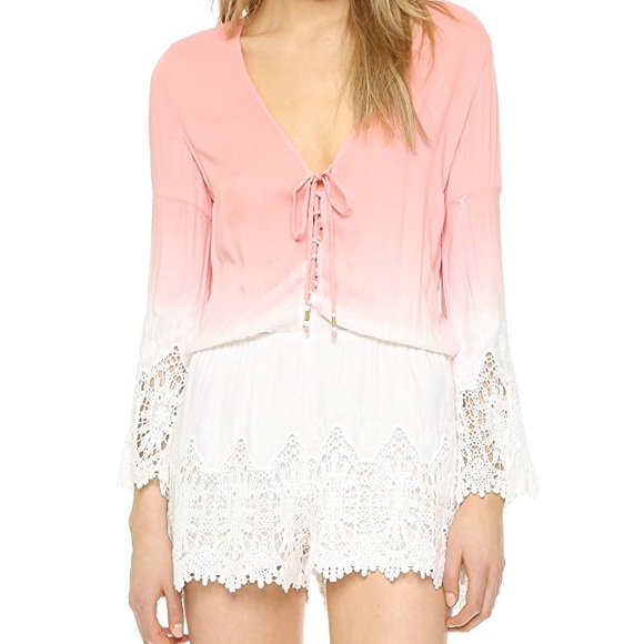 Ombré Elegant Lace Embroidered Long Sleeved Romper - Picture 6 of 15